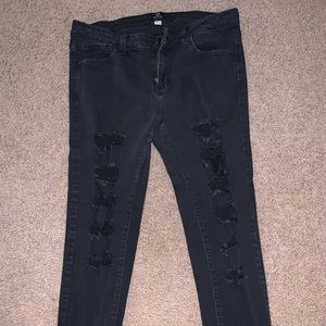ripped black ankle jeggings